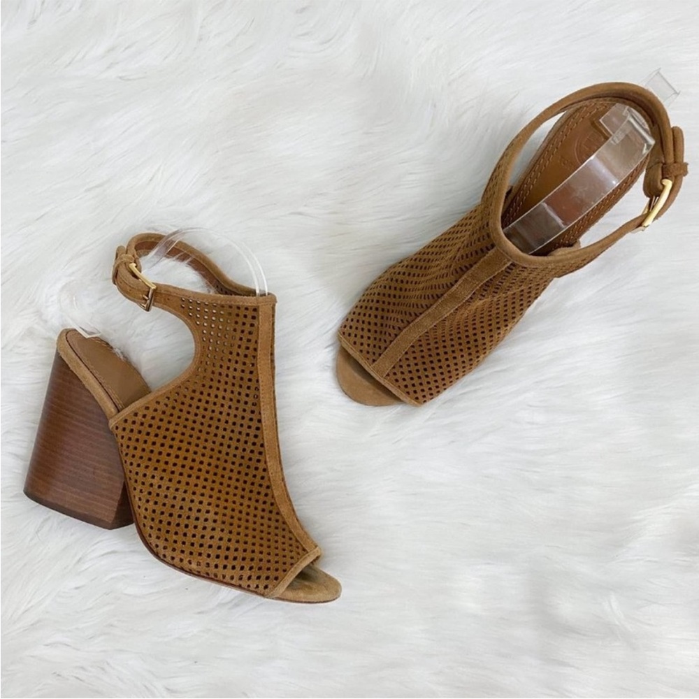 Tory Burch cognac perforated booty - suede upper, leather sole size 9
